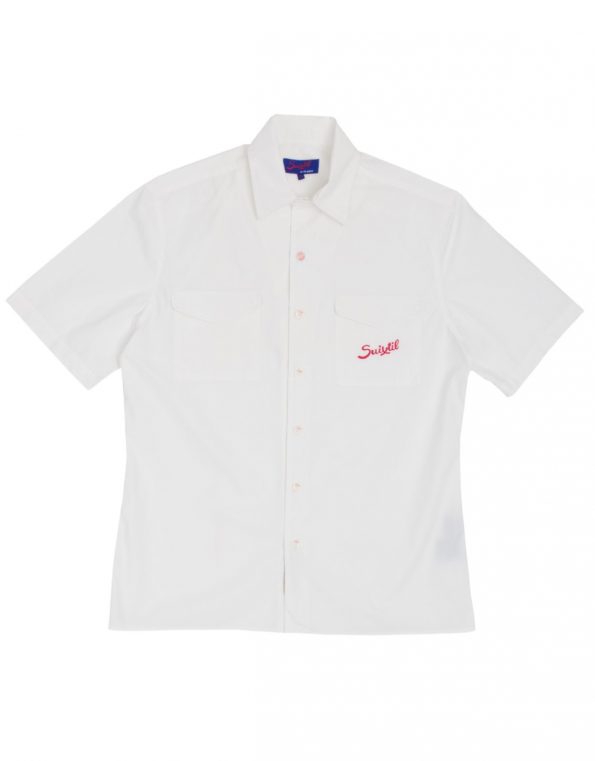Suixtil Men's Brescia 100% Cotton Popelin Short Sleeve Race Shirt, Ice White