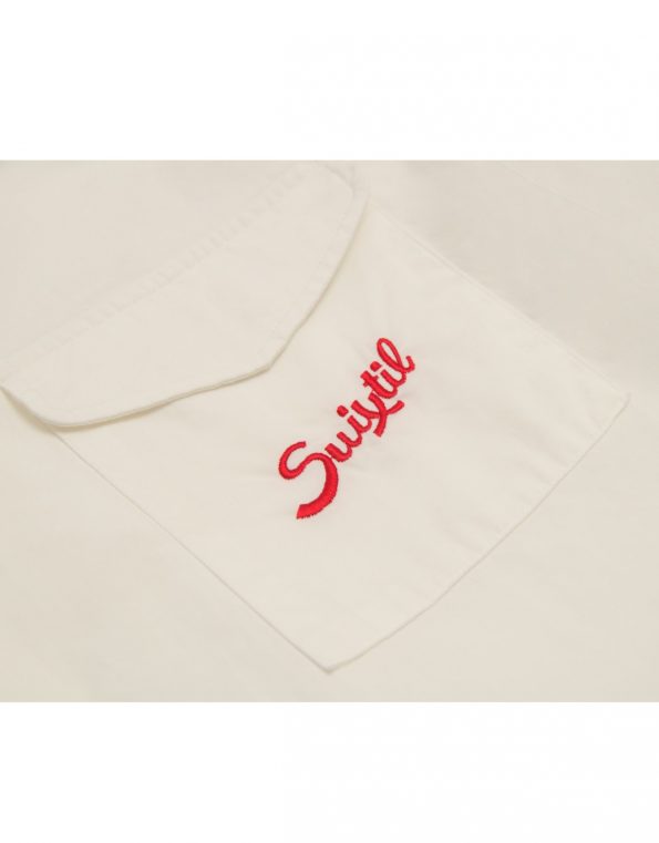 Suixtil Men's Brescia 100% Cotton Popelin Short Sleeve Race Shirt, Ice White