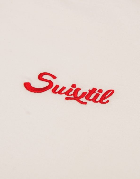 Suixtil Men's 100% Pima Cotton Cuba T-Shirt, Pure White (W/Red)