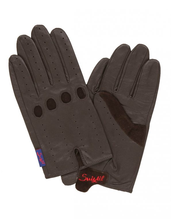 Suixtil Men's Endurance 100% lamb leather Driving Gloves, Dark Chocolate Brown