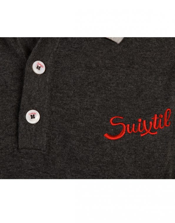 Suixtil Men's Florio 100% Pima Cotton Long Sleeve Sweater, Asphalt & Tar