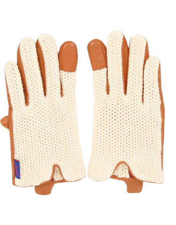 Suixtil Men's Cognac Grand Prix Race Leather & Stringback Cotton Driving Gloves