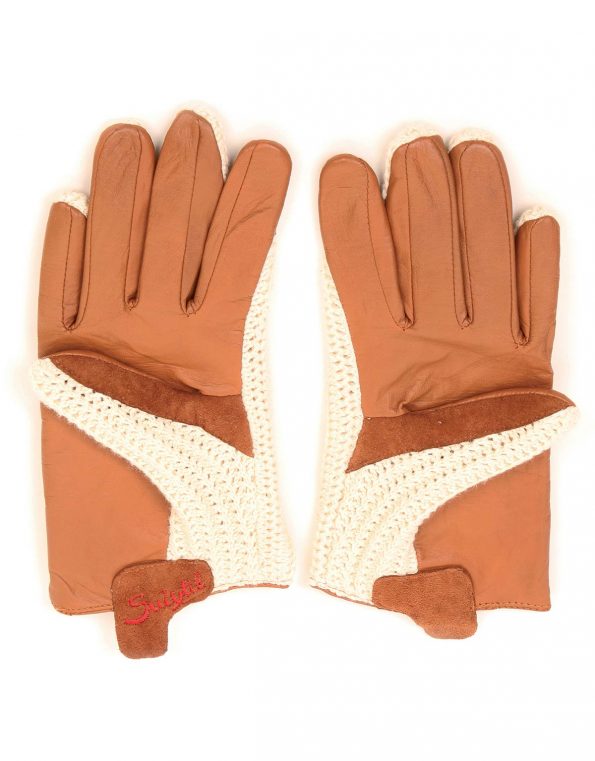 Suixtil Men's Cognac Grand Prix Race Leather & Stringback Cotton Driving Gloves