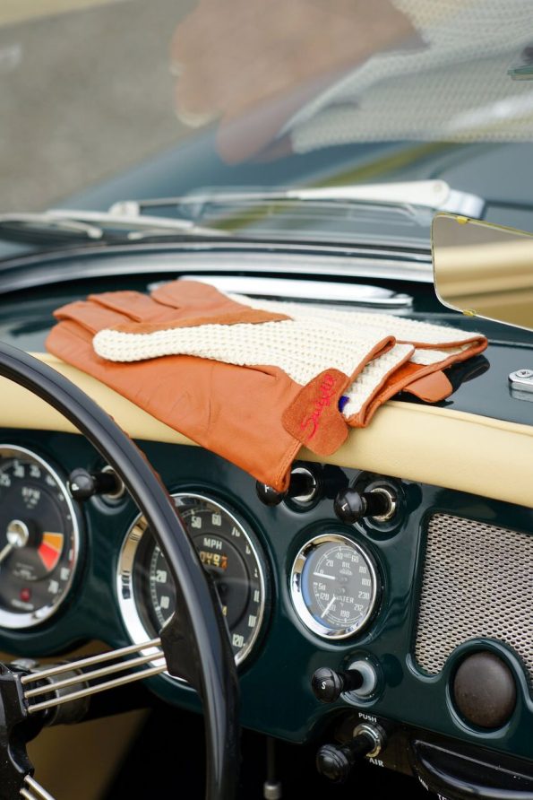 Suixtil Men's Cognac Grand Prix Race Leather & Stringback Cotton Driving Gloves