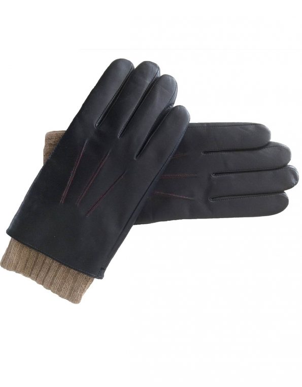 Suixtil Men's Gran Turismo cashmere & lamb leather Driving Gloves, Navy Blue