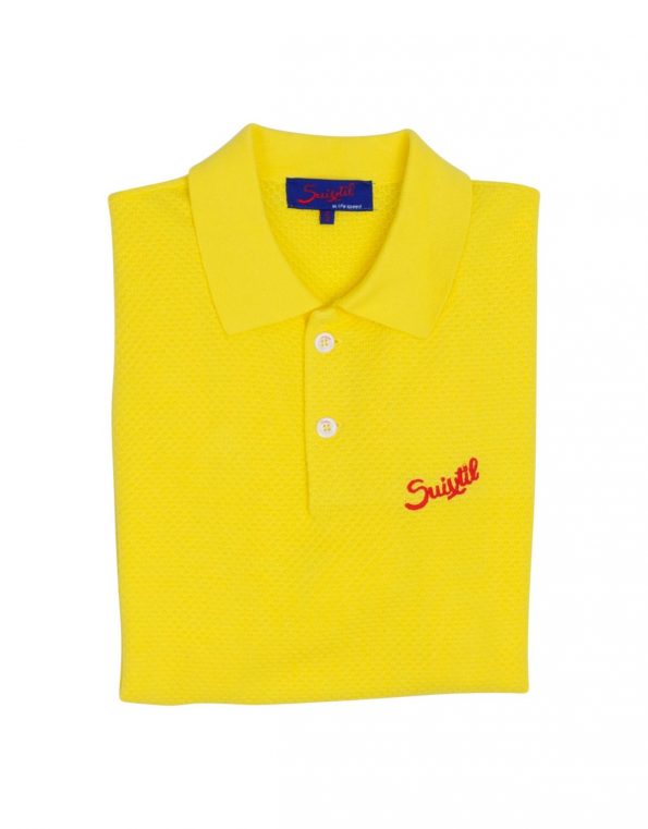 Suixtil Men's 100% Pima Cotton Nassau Short Sleeve Polo, Belgian Yellow