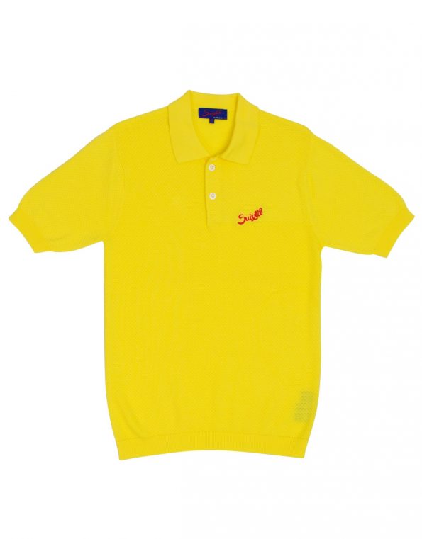 Suixtil Men's 100% Pima Cotton Nassau Short Sleeve Polo, Belgian Yellow