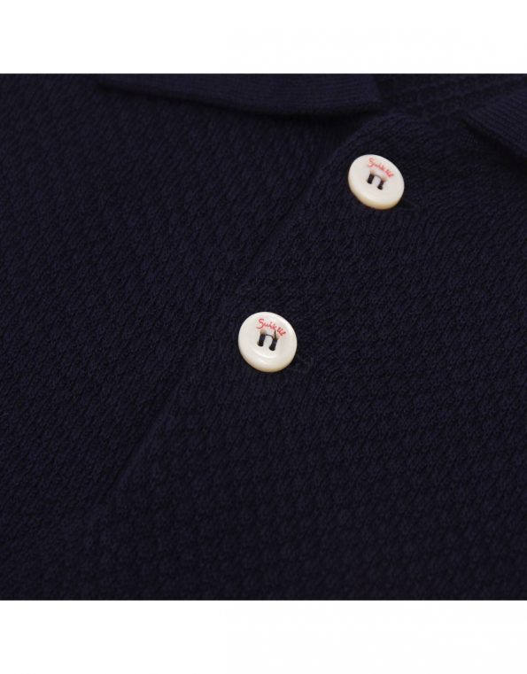 Suixtil Men's 100% Pima Cotton Nassau Short Sleeve Polo, Navy Blue