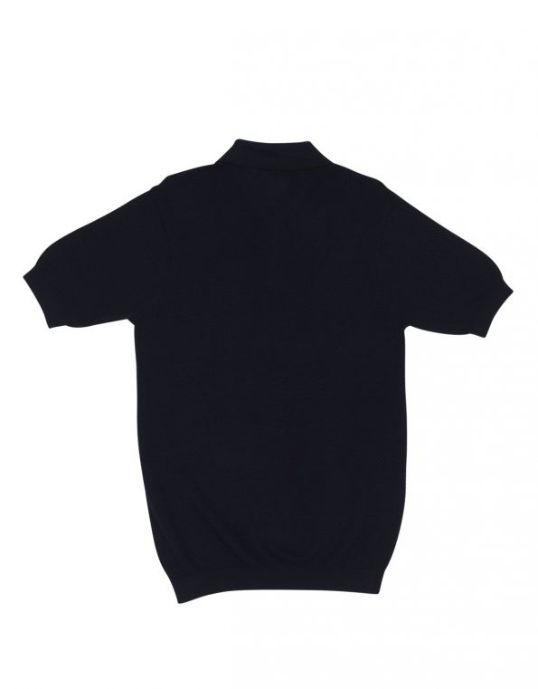 Suixtil Men's 100% Pima Cotton Nassau Short Sleeve Polo, Navy Blue