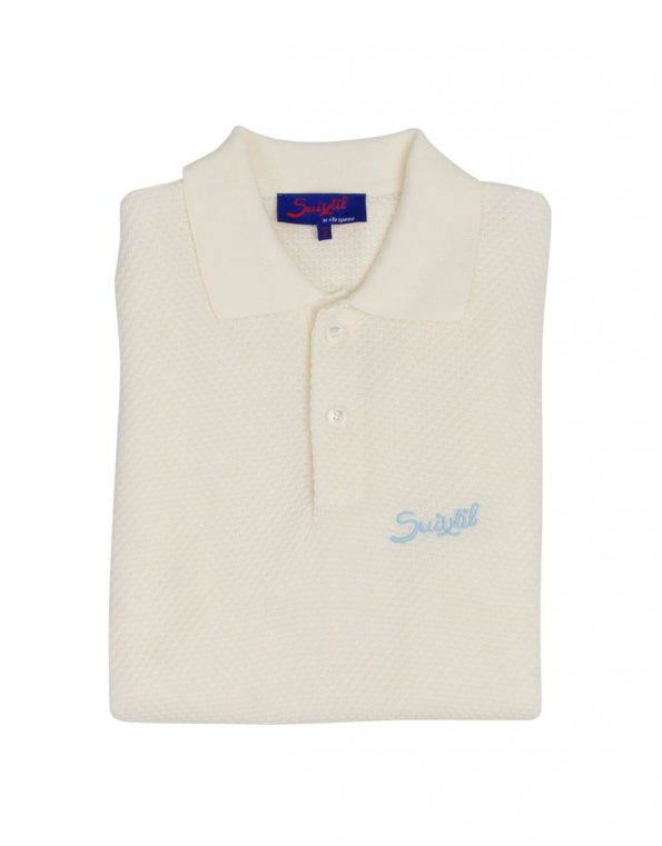 Suixtil Men's 100% Pima Cotton Nassau Short Sleeve Polo, Pure White