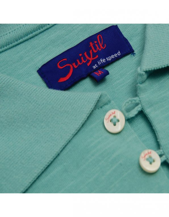 Suixtil Men's 100% Slub Yarn Cotton Rio Short Sleeve Polo, Fluid Green