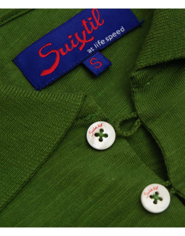 Suixtil 100% slub yarn cotton RIO short sleeve Polo,  Banking green