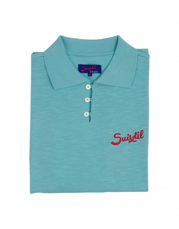 Suixtil Men's 100% Slub Yarn Cotton Rio Short Sleeve Polo, Fluid Green