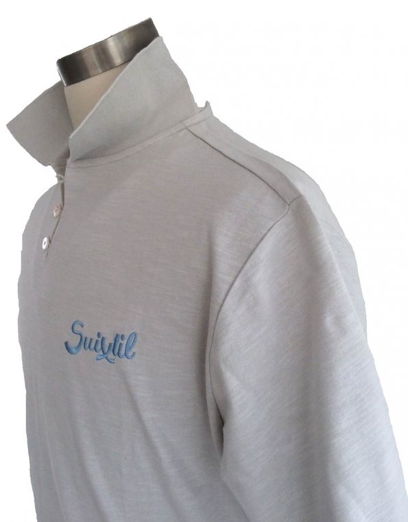 Suixtil Men's 100% Slub Yarn Cotton Rio Short Sleeve Polo, Steel Grey