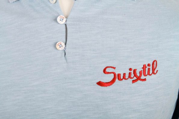Suixtil Men's 100% Slub Yarn Cotton Rio Short Sleeve Polo, Light Blue