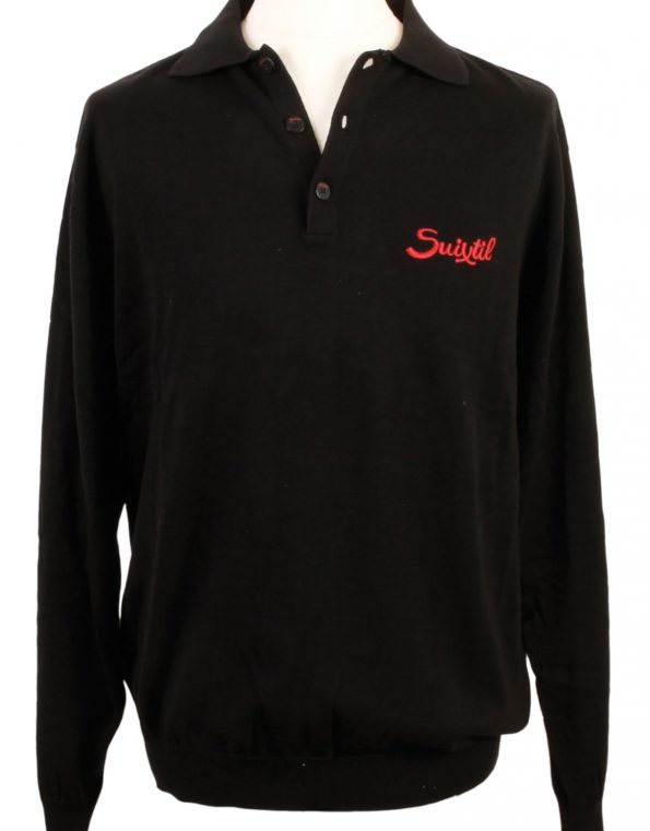 Suixtil Men's Targa 100% Pima Cotton Long Sleeve Sweater, Carbon Black