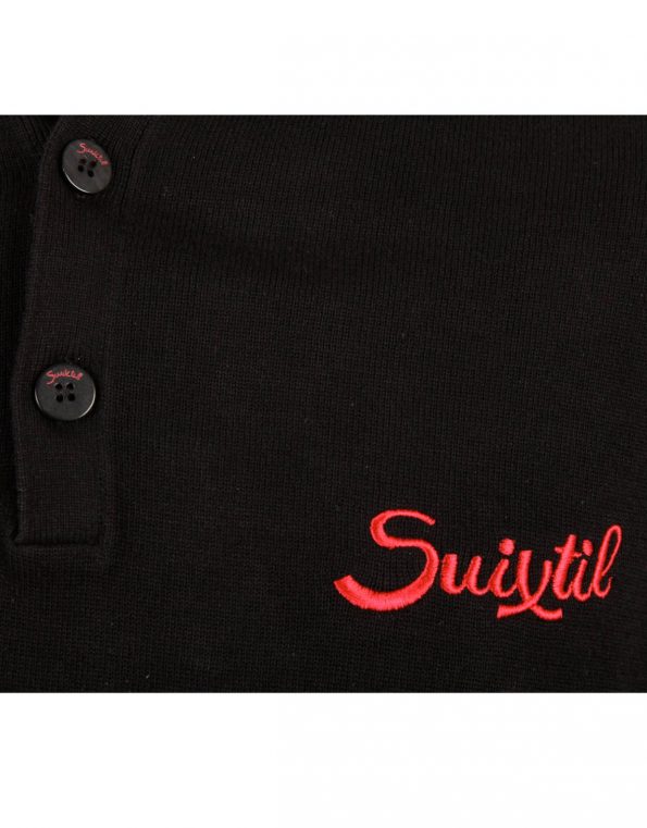 Suixtil Men's Targa 100% Pima Cotton Long Sleeve Sweater, Carbon Black
