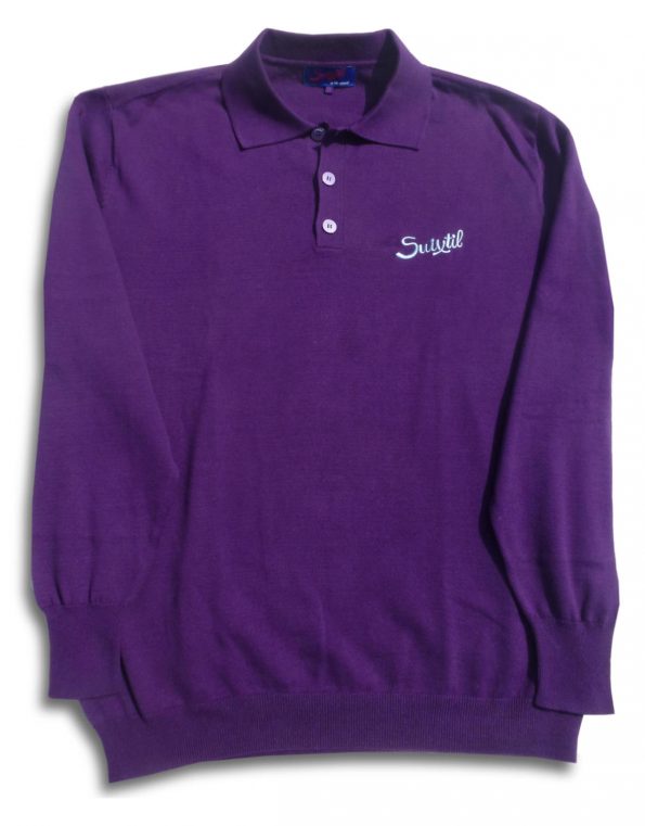 Suixtil Men's Targa 100% Pima Cotton Long Sleeve Sweater, Deep Purple