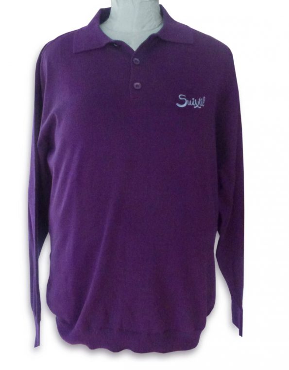 Suixtil Men's Targa 100% Pima Cotton Long Sleeve Sweater, Deep Purple
