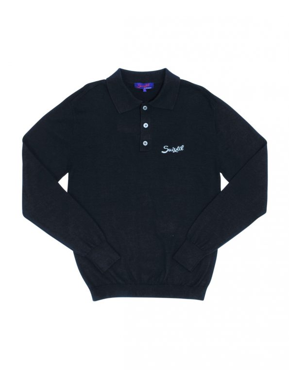 Suixtil Men's Targa 100% Pima Cotton Long Sleeve Sweater, Navy Blue