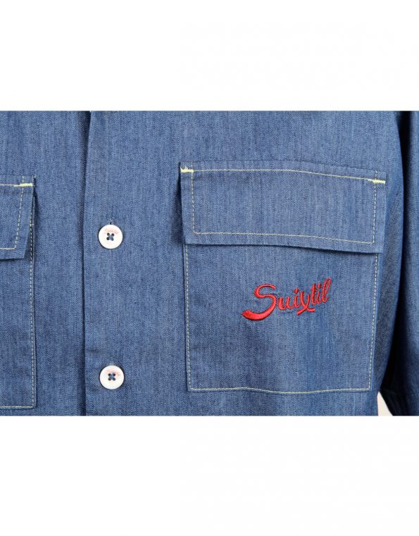 Suixtil Men's 100% Cotton Angouleme Short Sleeve Shirt, Denim