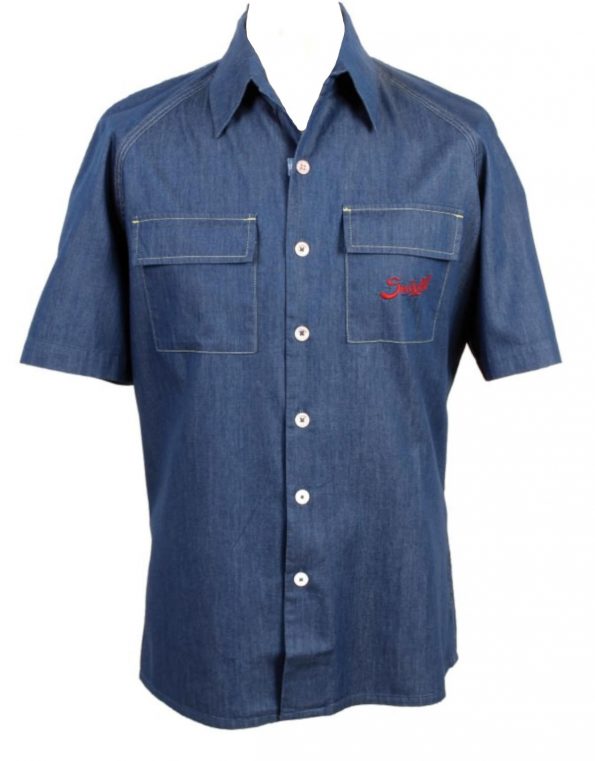 Suixtil Men's 100% Cotton Angouleme Short Sleeve Shirt, Denim