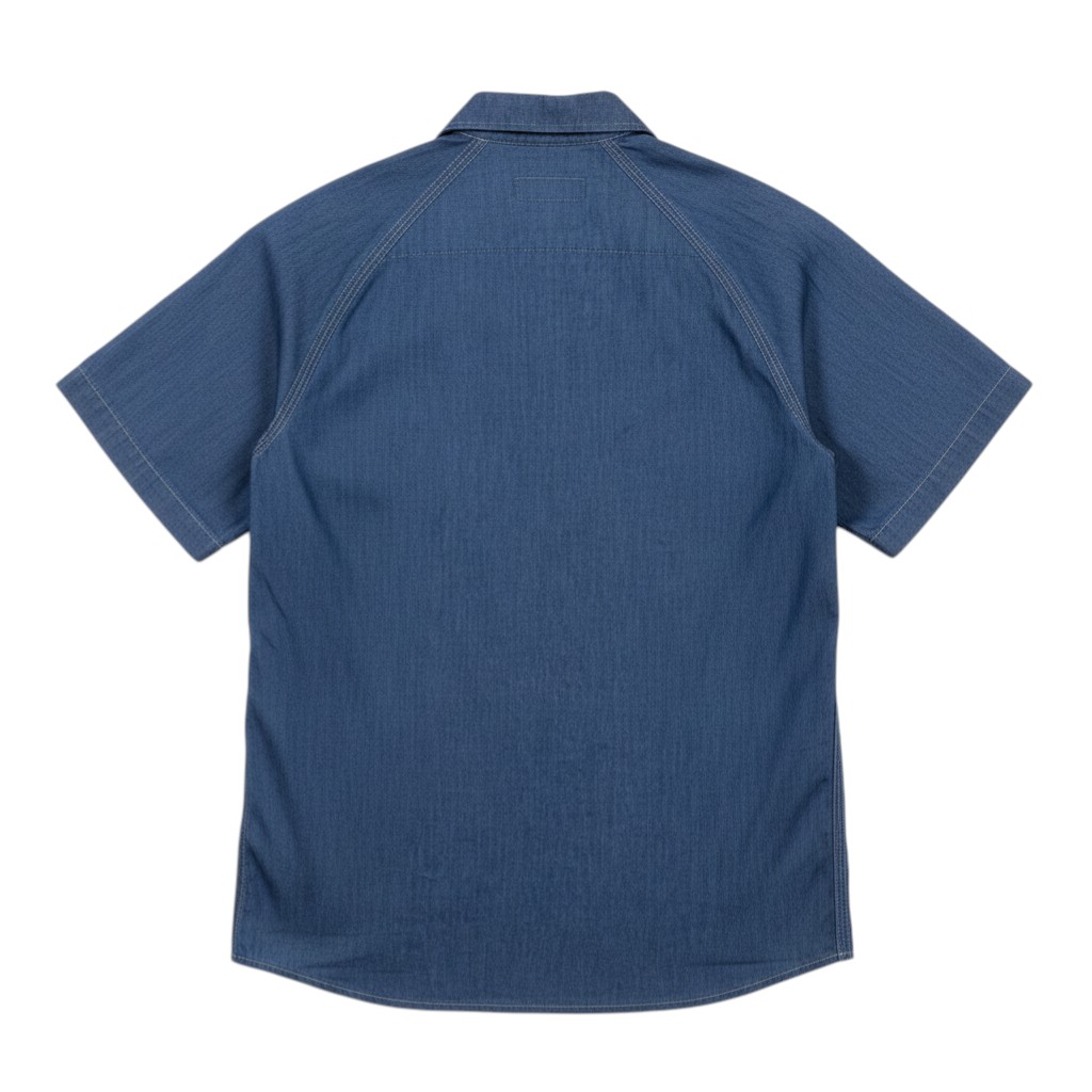 Suixtil Men's 100% Cotton Angouleme Short Sleeve Shirt, Denim - Image 3