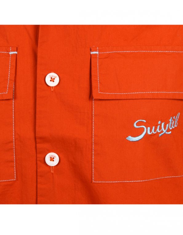 Suixtil Men's 100% Cotton Angouleme Short Sleeve Shirt, Rust orange