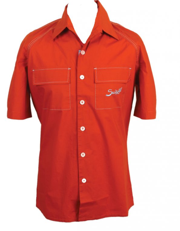 Suixtil Men's 100% Cotton Angouleme Short Sleeve Shirt, Rust orange