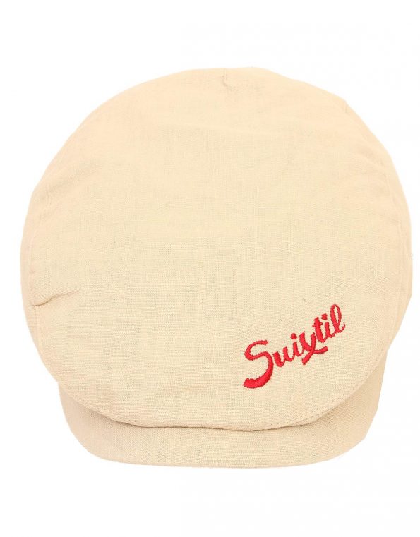 Suixtil Men’s Linen-Mix Flat Cap, Beige