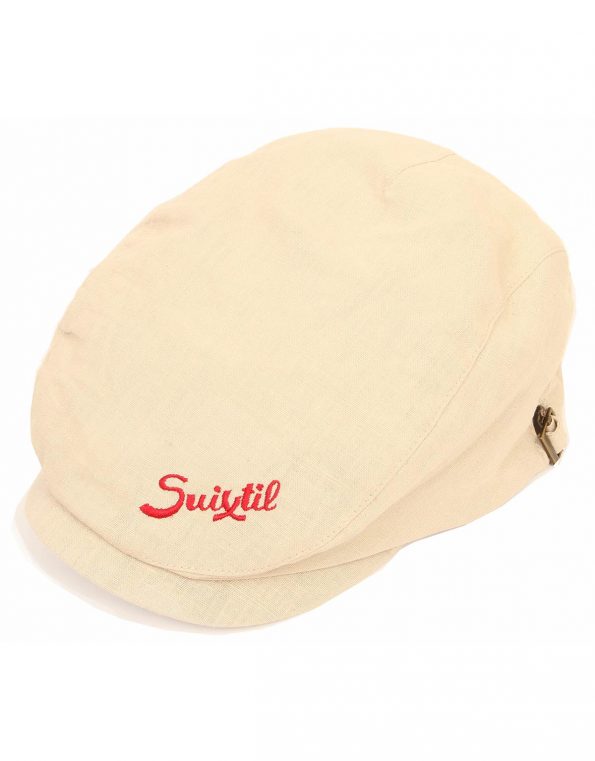 Suixtil Men's Linen-Mix Flat Cap, Beige