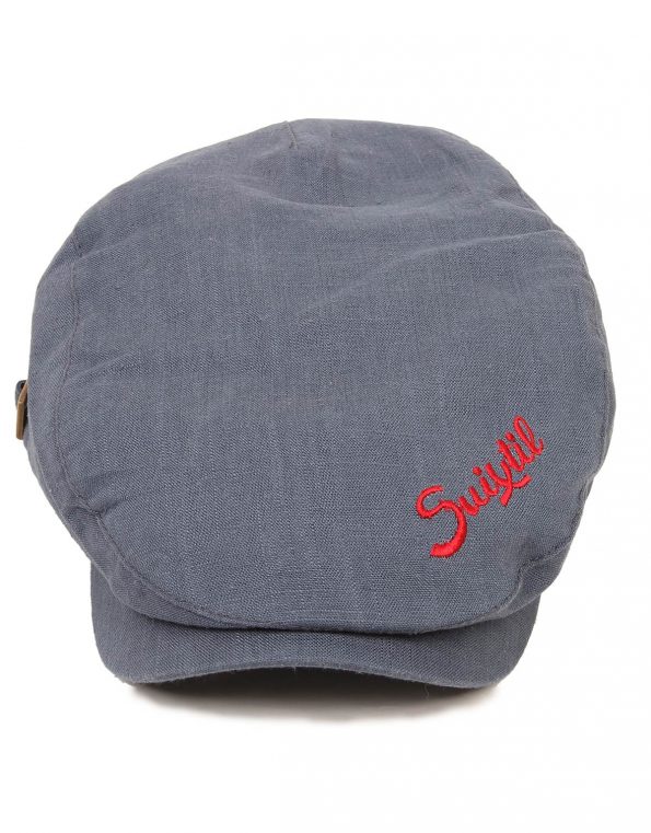 Suixtil Men’s Linen-Mix Flat Cap, Steel Blue