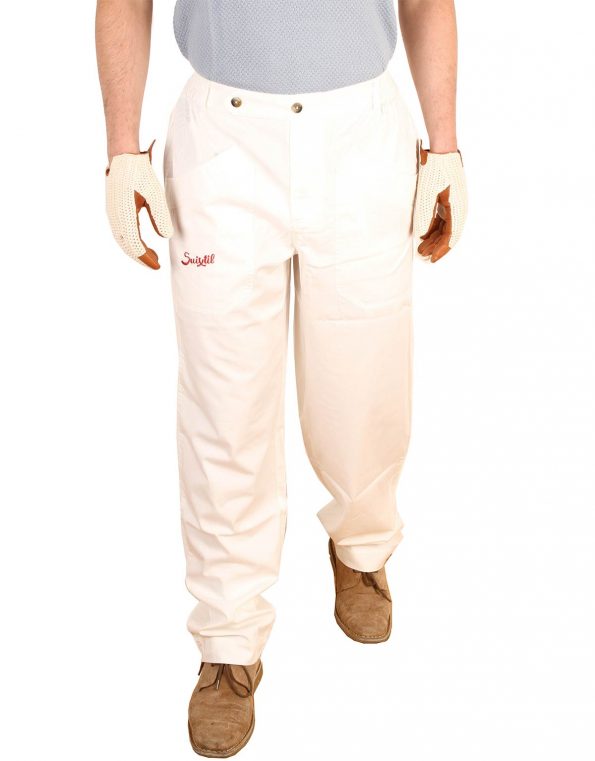 Suixtil Men’s 100% Fine Cotton Twill Modena Race Pant, White