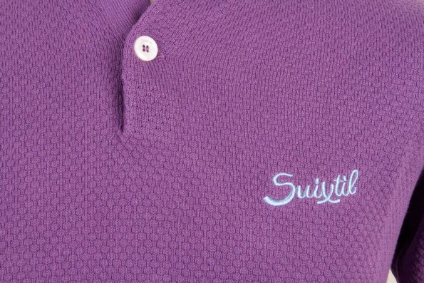 Suixtil Men's 100% Pima Cotton Nassau Short Sleeve Polo, Diesel Purple