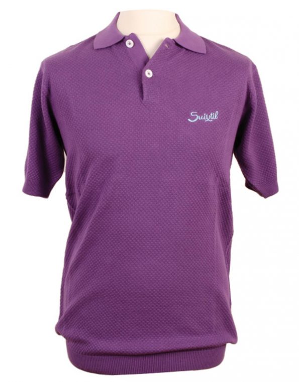 Suixtil Men's 100% Pima Cotton Nassau Short Sleeve Polo, Diesel Purple