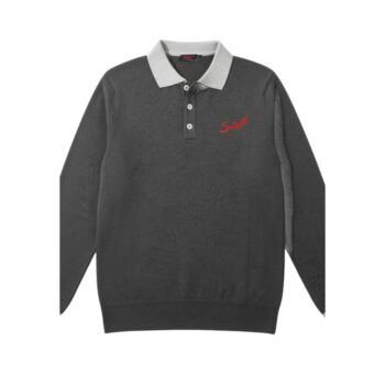 Suixtil Men's Florio 100% Pima Cotton Long Sleeve Sweater, Asphalt & Tar