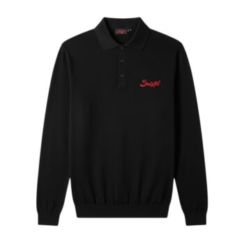 Suixtil Men's Targa 100% Pima Cotton Long Sleeve Sweater, Carbon Black