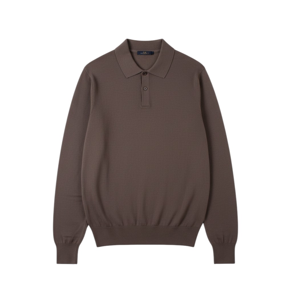 Suixtil Men's Targa 100% Pima Cotton Long Sleeve Sweater, Mid-Grey - Image 2