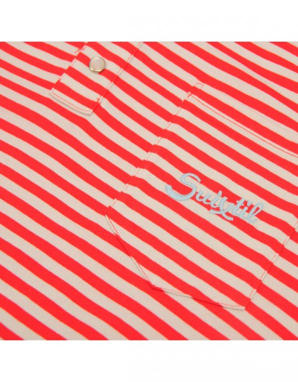 Suixtil 100% fine PIMA cotton Pescara striped short sleeve polo,  Italian red & grey