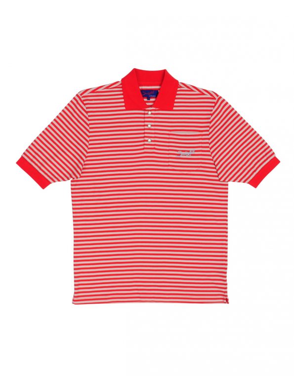 Suixtil 100% fine PIMA cotton Pescara striped short sleeve polo,  Italian red & grey