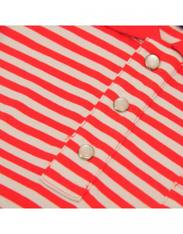 Suixtil 100% fine PIMA cotton Pescara striped short sleeve polo,  Italian red & grey