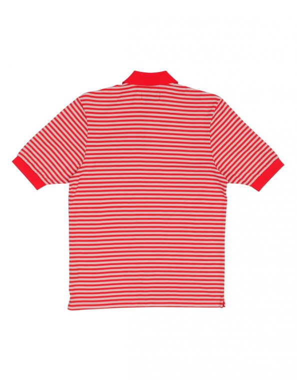Suixtil 100% fine PIMA cotton Pescara striped short sleeve polo,  Italian red & grey