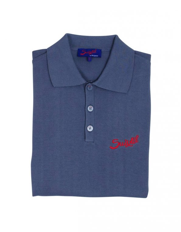 Suixtil Men's  Targa 100% Pima Cotton Long Sleeve Sweater, Steel Blue