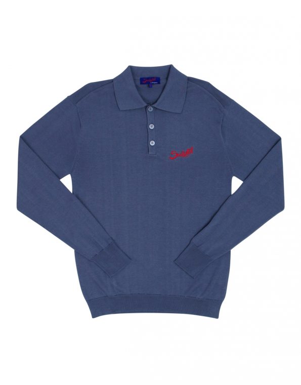 Suixtil Men's  Targa 100% Pima Cotton Long Sleeve Sweater, Steel Blue
