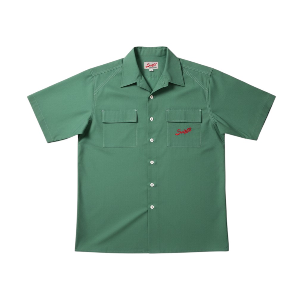 Suixtil Men's 100% Cotton Angouleme Short Sleeve Shirt, Fresh Green