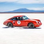 Porsche 911 at speed on the salt