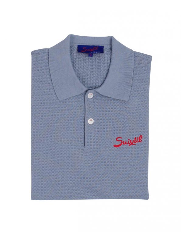 Suixtil 100% Pima cotton Nassau short sleeve polo, Light blue