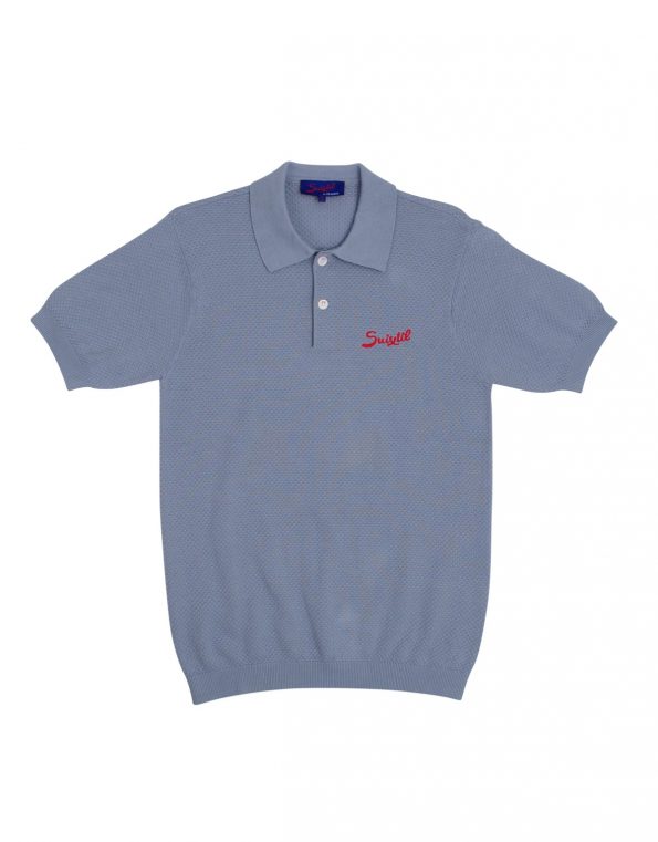 Suixtil 100% Pima cotton Nassau short sleeve polo, Light blue