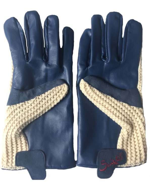 Suixtil Men’s French blue Grand Prix Race Leather & Stringback Cotton Driving Gloves
