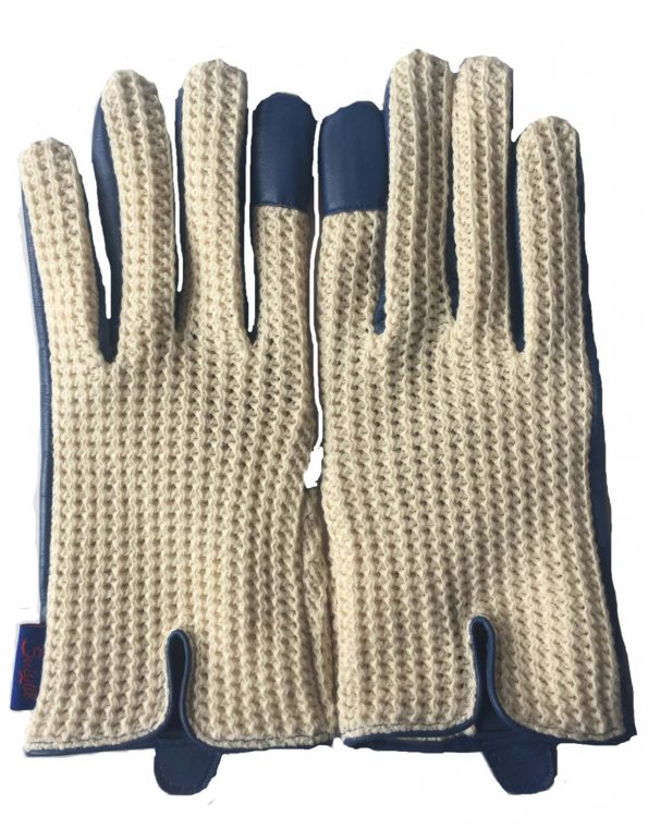 Suixtil Men's British racing green Grand Prix race leather & cotton stringback driving gloves